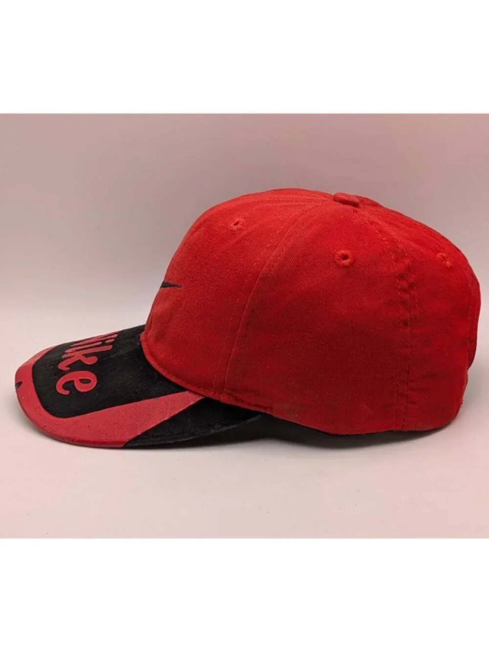Vintage Nike Hat Cap Snapback Youth Black Red Center Swoosh 90s Y2K Retro Kids - Picture 4 of 7
